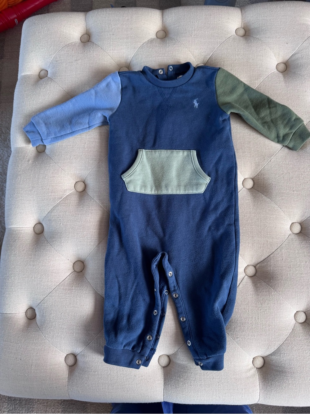 Ralph Lauren Navy One-Piece with Blue and Green Sleeves